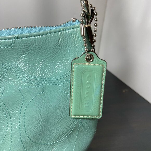 Coach Madison Turquoise Patent Leather Wristlet / Small Shoulder Bag - Picture 4 of 12